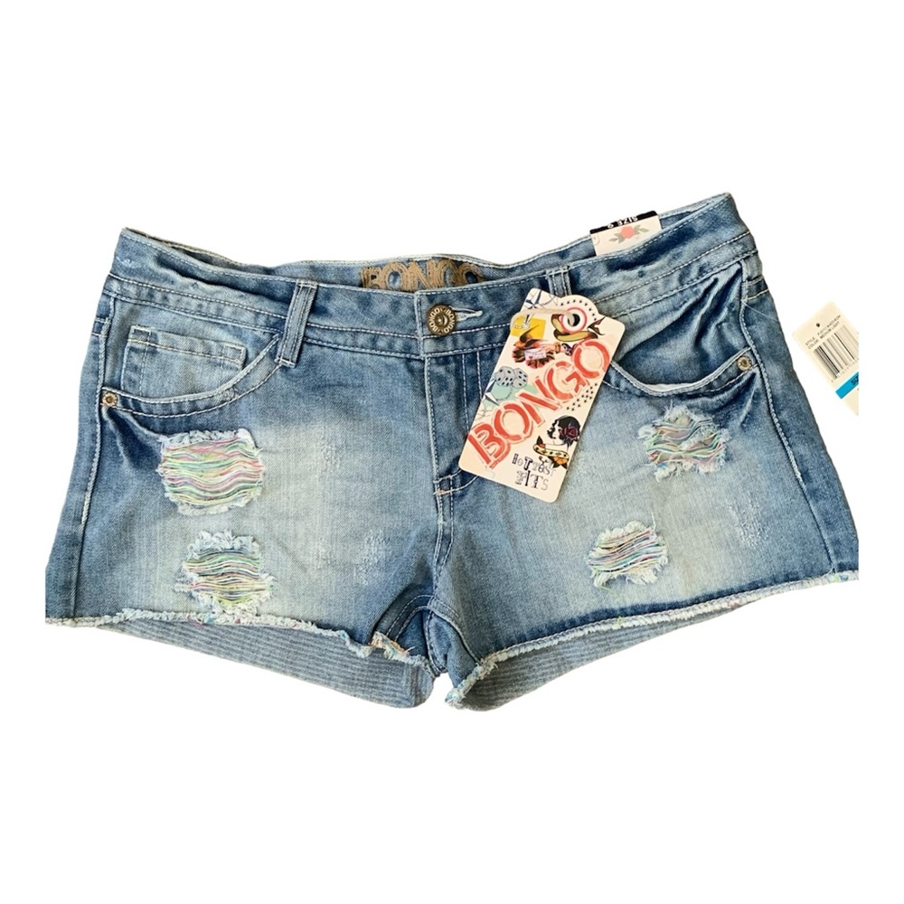 Vtg Y2K Bongo Distressed Shorts denim juniors sz 9 NWT raw frayed hem